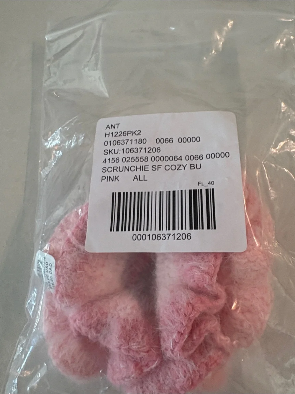 Anthropologie Handmade Pink Fuzzy Knit Scrunchies - Set of 2